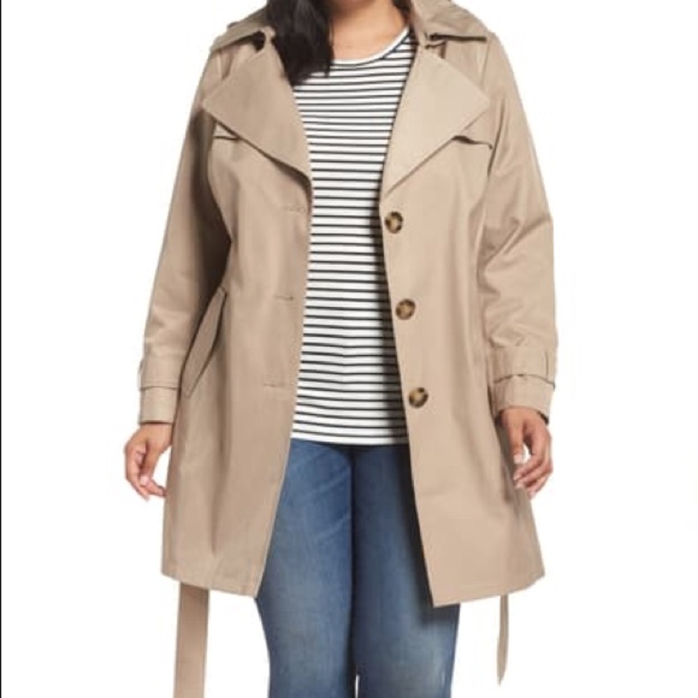 Halogen hooded trench coat